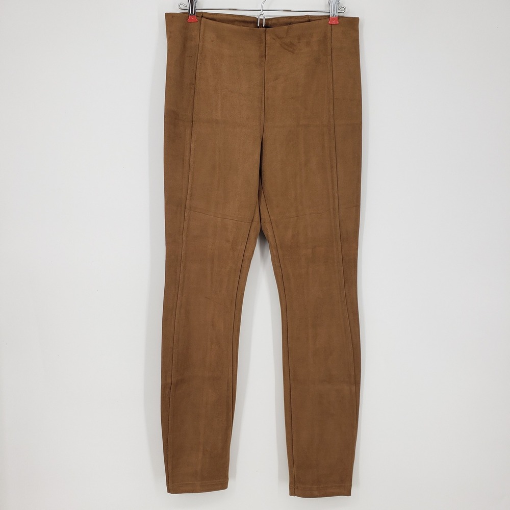 Grace Elements Brown Faux Suede Leggings Pants Women's Size M Pull on Skinny NEW